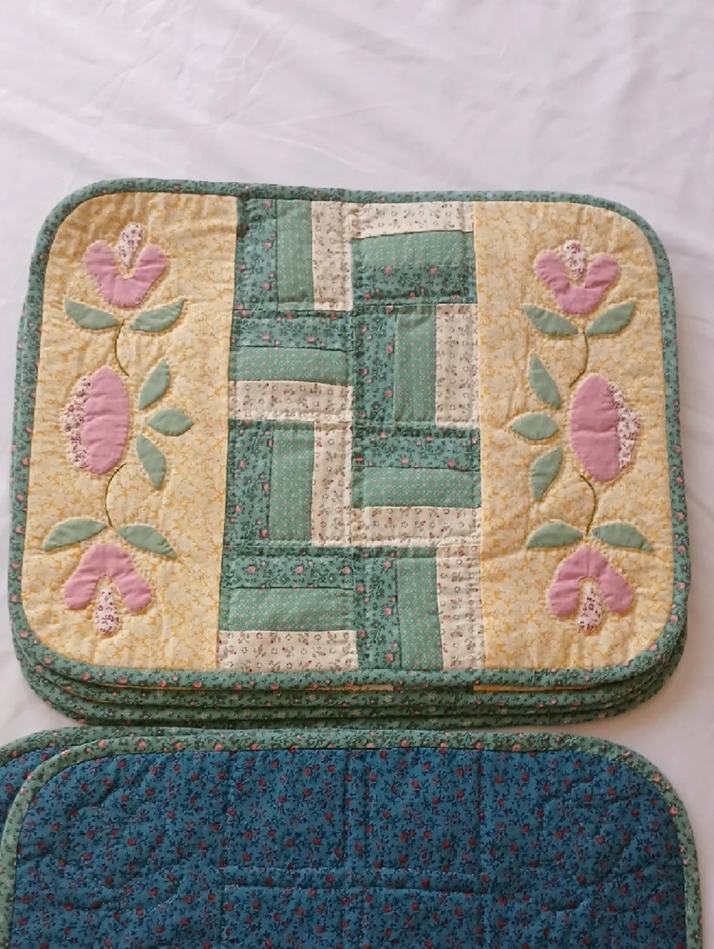 Handcrafted Quilted Reversible Placemats Set of 6